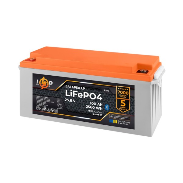 Аккумуляторная батарея LogicPower LP LiFePO4 25,6V - 100 Ah (2560Wh) (BMS 80А/50) пластик Smart BT (LP30143)