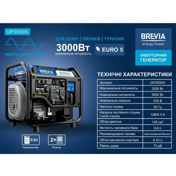 Генератор инверторный BREVIA GP3500Xi