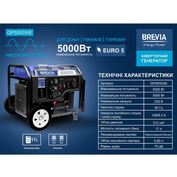Генератор инверторный BREVIA GP5500XiE