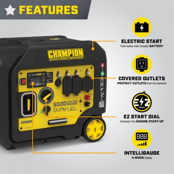 Генератор инверторный CHAMPION C5500iES DF (501003-UA)