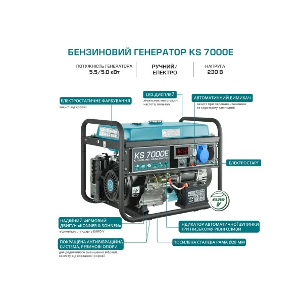 Генератор бензиновий Konner&Sohnen KS 7000E