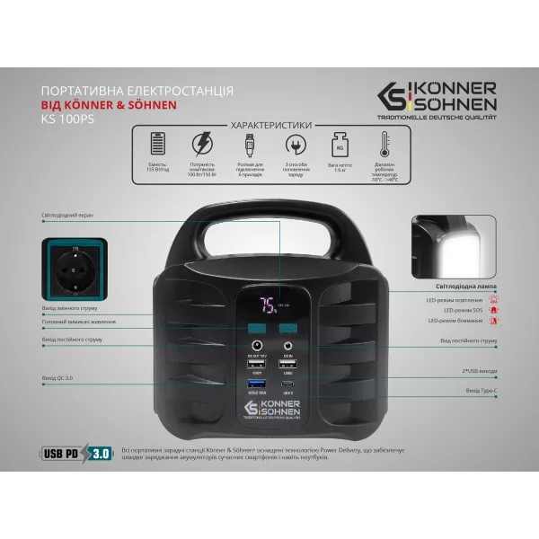 Зарядная станция Konner&Sohnen KS 100PS